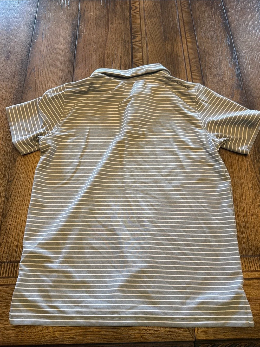 Under Armour Performance Matchplay Gray & White Striped Kids Polo